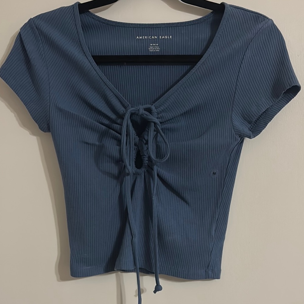 American Eagle Outfitters Blue Ribbed Women's Top